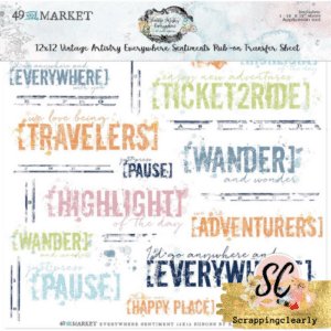 49 and market Vintage Artistry Everywhere Rub-Ons 12"X12" 1/Sheet - Sentiments
