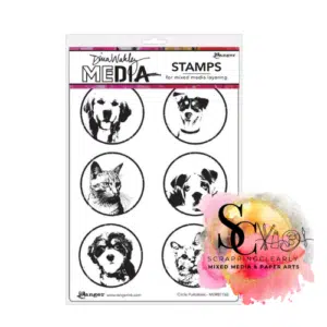 Dina Wakley Media Cling Stamps 6"X9"  - Circle Furbabies
