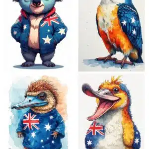 LUCKYfindings quartlets imagery Sheet - aussie mates