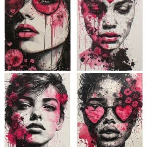 LUCKYfindings quartlets imagery Sheet - kisses and ink